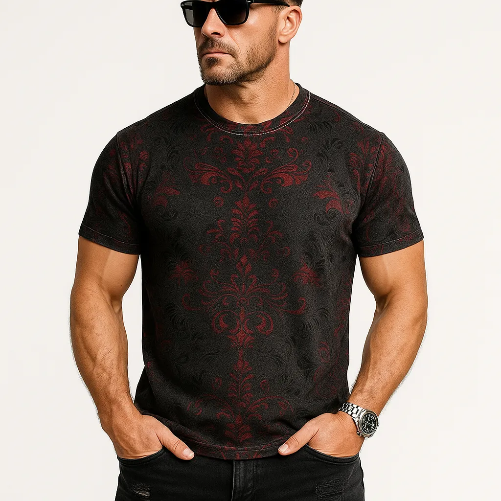 Men's Summer Fashion Simple Printed Cotton Short Sleeve T-shirt MTA1887F3P sold by Manly product image thumbnail 2