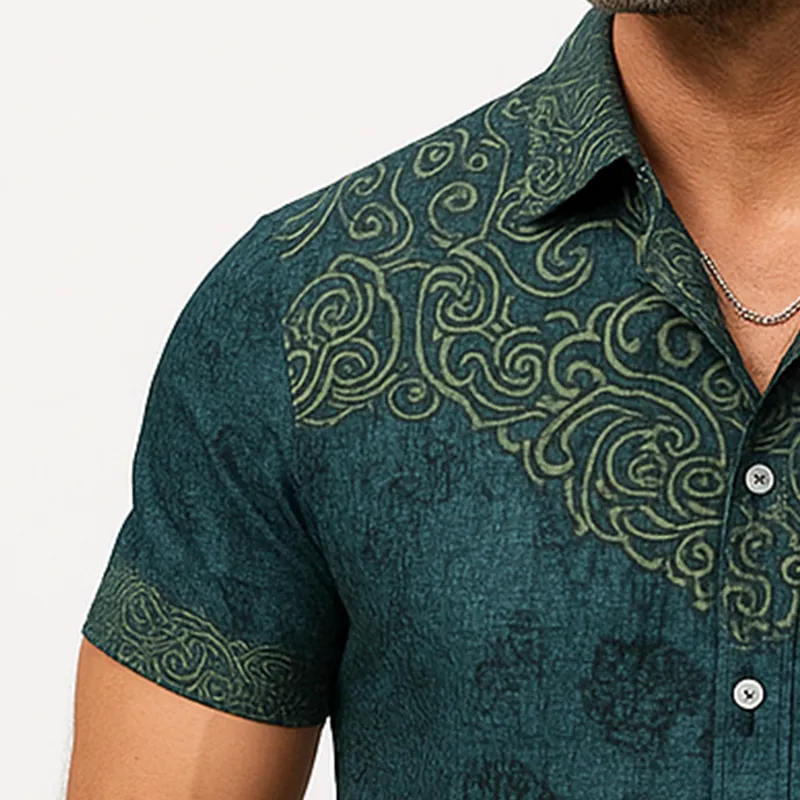 Men's Summer Fashion Exquisite Printed Cotton Short Sleeve Shirt MTA1826F3P sold by Manly product image thumbnail 3