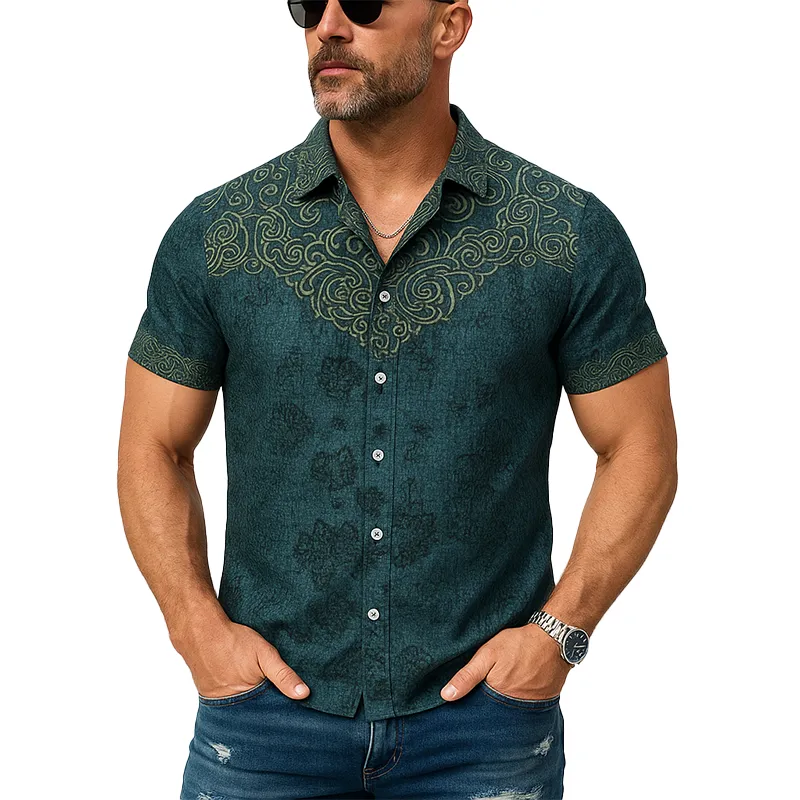Men's Summer Fashion Exquisite Printed Cotton Short Sleeve Shirt MTA1826F3P sold by Manly