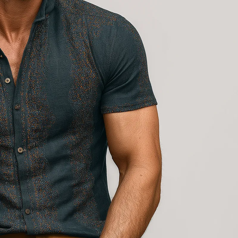 Men's Summer Fashion Elegant Printed Polyester Blended Short Sleeve Shirt MTA1862F0P sold by Manly product image thumbnail 4