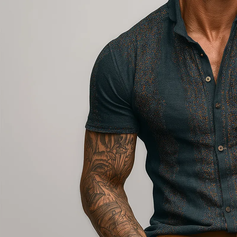 Men's Summer Fashion Elegant Printed Polyester Blended Short Sleeve Shirt MTA1862F0P sold by Manly product image thumbnail 3