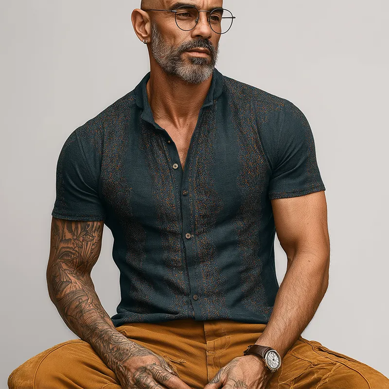 Men's Summer Fashion Elegant Printed Polyester Blended Short Sleeve Shirt MTA1862F0P sold by Manly product image thumbnail 2