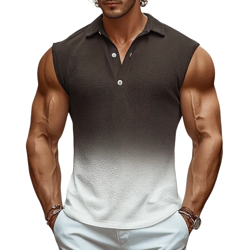 Men's Gradient Lapel Sleeveless Tank Top MTA1890F8Z sold by Manly
