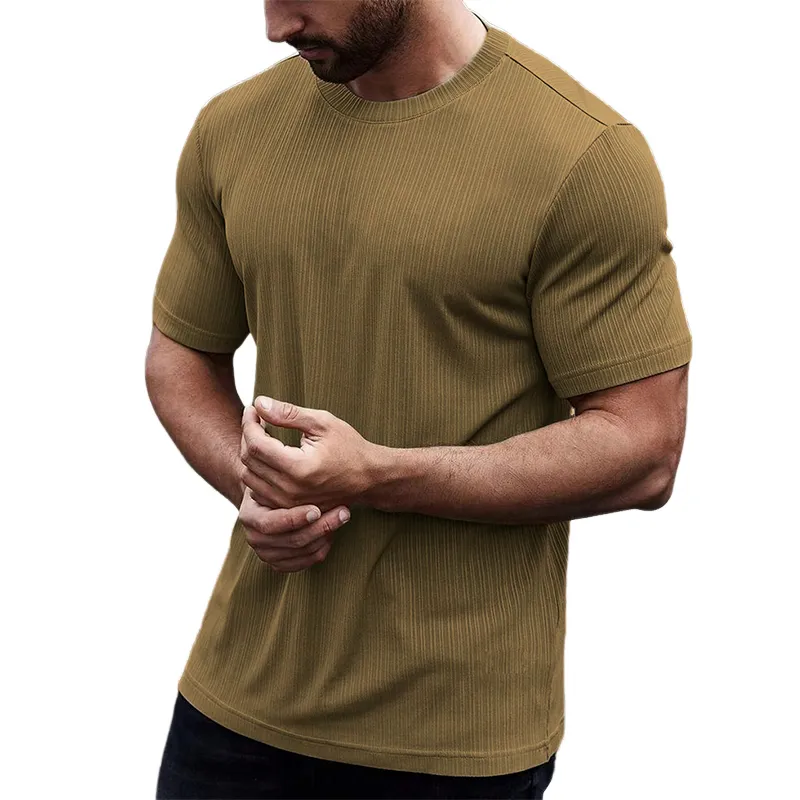 Men's Summer Basic Textured Round Neck Short Sleeve T-Shirt MTA1802F4U sold by Manly product image thumbnail 2