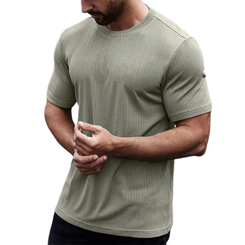 Men's Summer Basic Textured Round Neck Short Sleeve T-Shirt MTA1802F4U sold by Manly