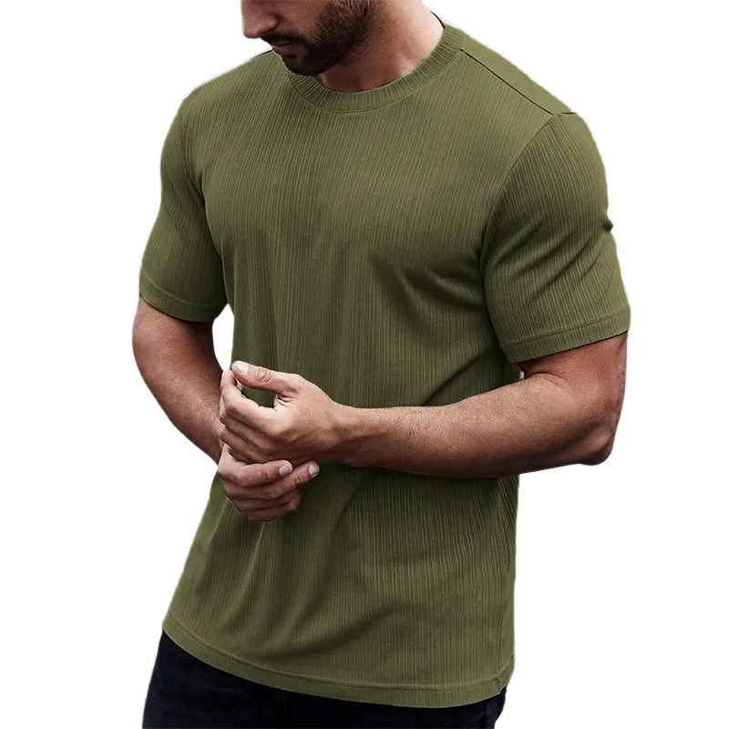 Men's Summer Basic Textured Round Neck Short Sleeve T-Shirt MTA1802F4U sold by Manly product image thumbnail 4