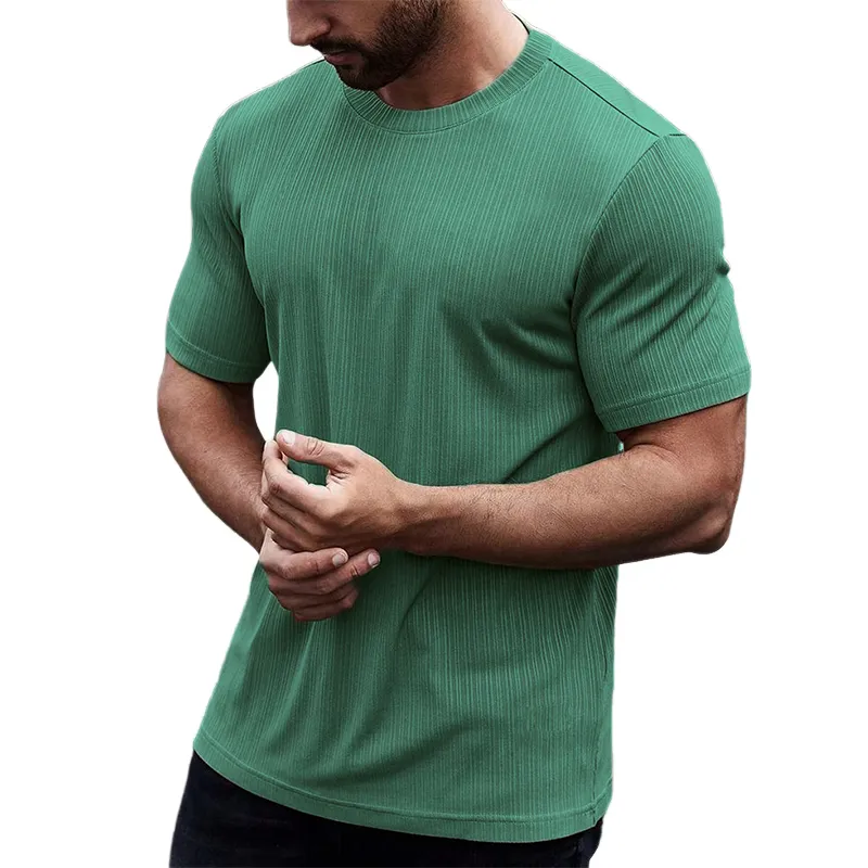 Men's Summer Basic Textured Round Neck Short Sleeve T-Shirt MTA1802F4U sold by Manly product image thumbnail 3