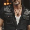 Men's Summer Retro Silver Embroidery Cotton And Linen Short Sleeve Shirt MTA1861F8U sold by Manly