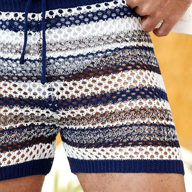 Men's Summer Colorblock Knitted Mesh Beach Shorts MTA1883F6U sold by Manly product image thumbnail 3