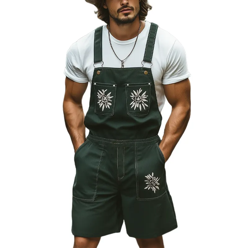 Men's Summer Vintage Embroidered Overalls MTA1244F7U sold by Manly