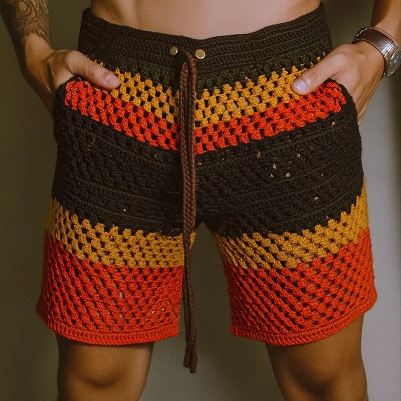 Men's Summer Colorblock Knitted Mesh Beach Shorts MTA1814F5U sold by Manly product image thumbnail 2