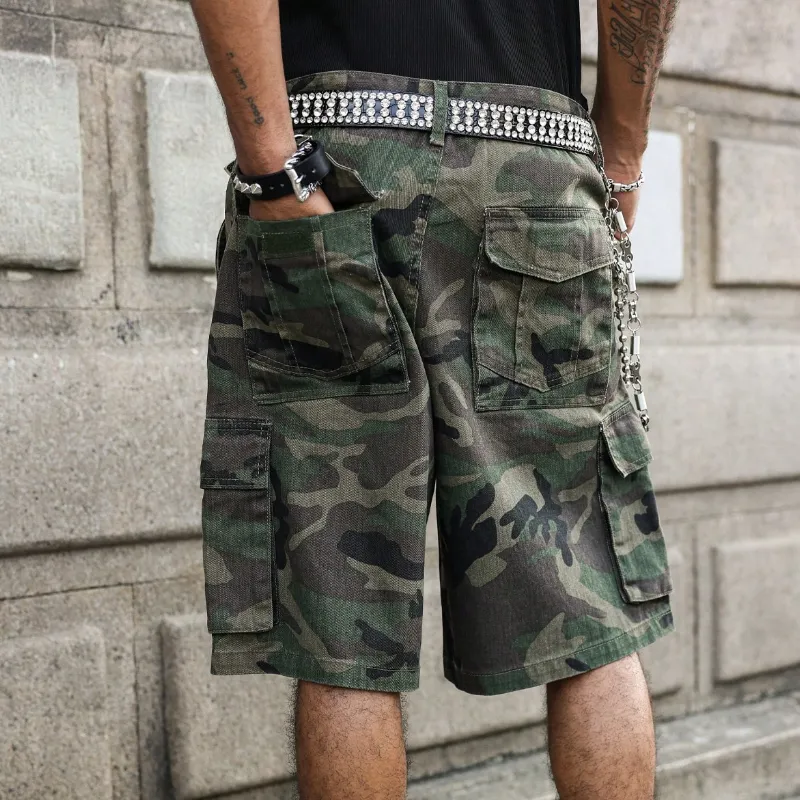 Men's Fashion Loose Camo Multi-pocket Cargo Shorts MTA1639F9Z sold by Manly product image thumbnail 4