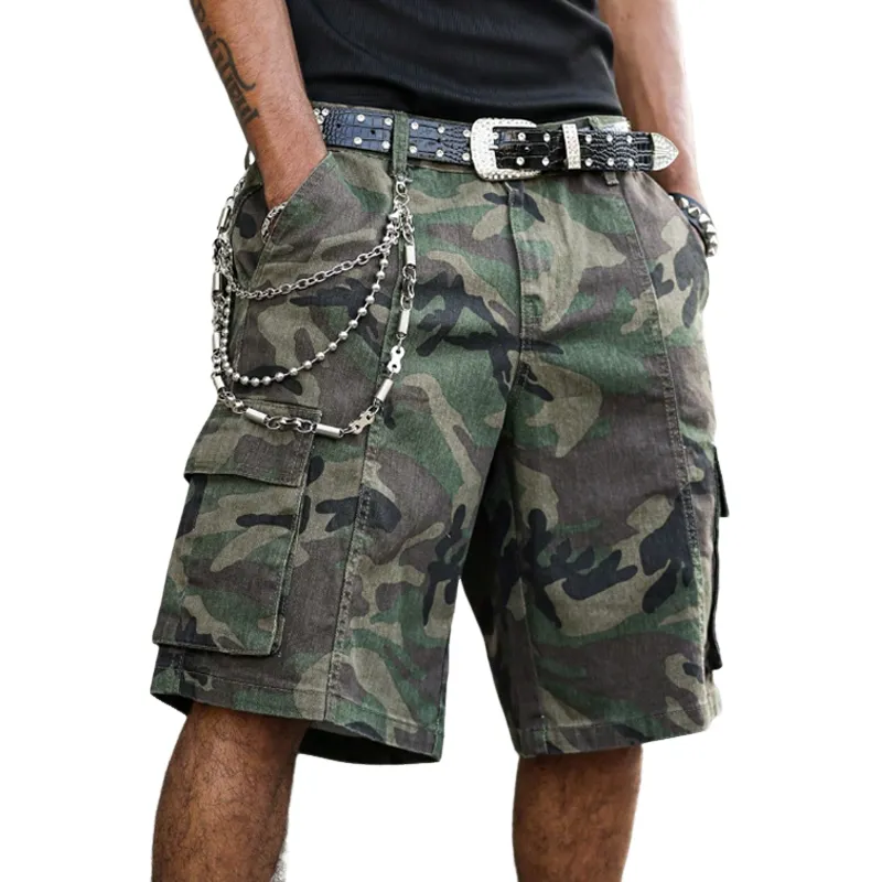 Men's Fashion Loose Camo Multi-pocket Cargo Shorts MTA1639F9Z sold by Manly