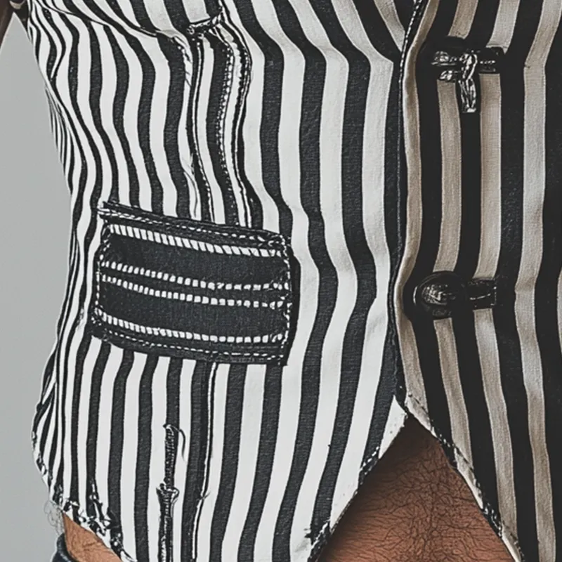 Men's Summer Fashion Classic Striped Suit Collar Sleeveless Shirt MTA1760F8P sold by Manly product image thumbnail 5