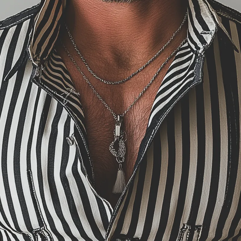 Men's Summer Fashion Classic Striped Suit Collar Sleeveless Shirt MTA1760F8P sold by Manly product image thumbnail 4