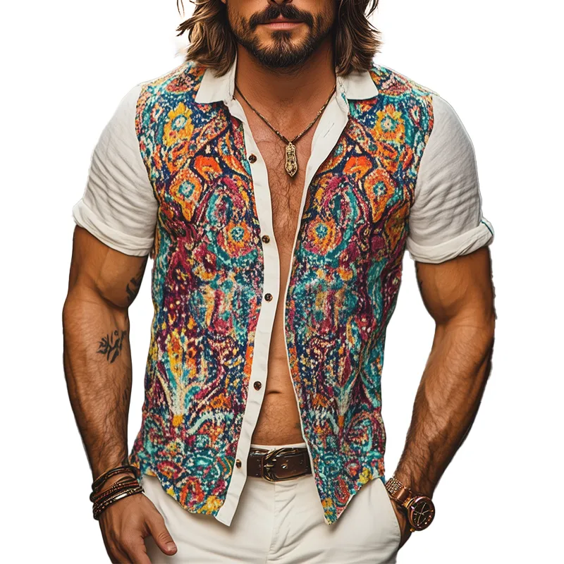 Men's Summer Fashion Printed Blended Short Sleeve Shirt MTA1719F6P sold by Manly
