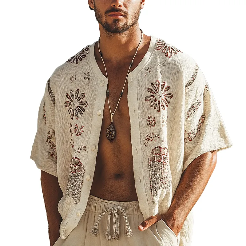 Men's Summer Fashion Printed Mesh Short Sleeve Open Shirt MTA1748F8P sold by Manly