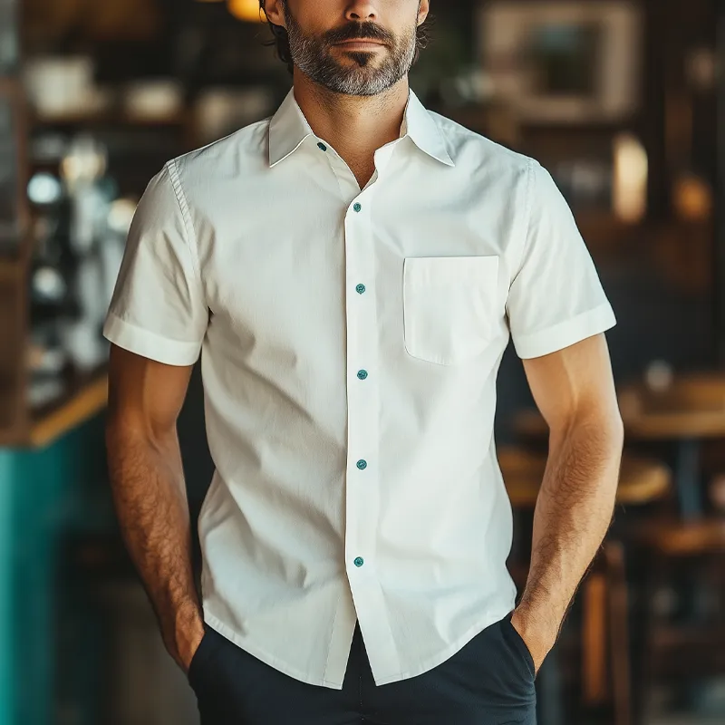 Men's Summer Basic Cotton Short Sleeve Shirt MTA1793F5U sold by Manly product image thumbnail 2