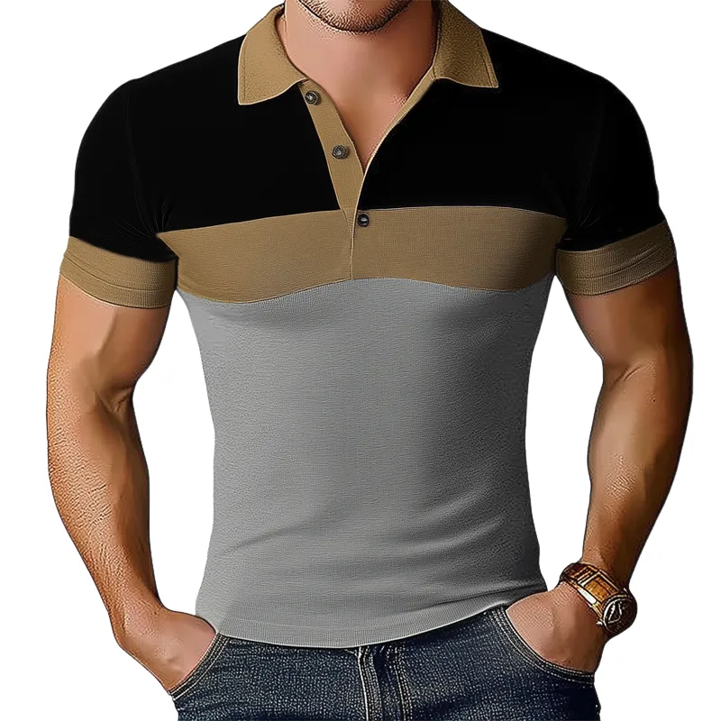 Men's Summer Business Colorblock Polo Collar Slim Fit T-Shirt MTA1605F9U sold by Manly
