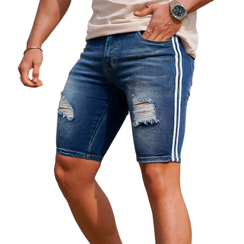 Men's Ripped Sports Denim Shorts MTA1609F7X sold by Manly