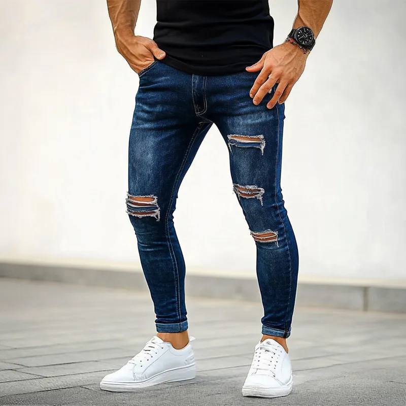 Men's Ripped Vintage Washed Slim Jeans MTA1653F0X sold by Manly product image thumbnail 2