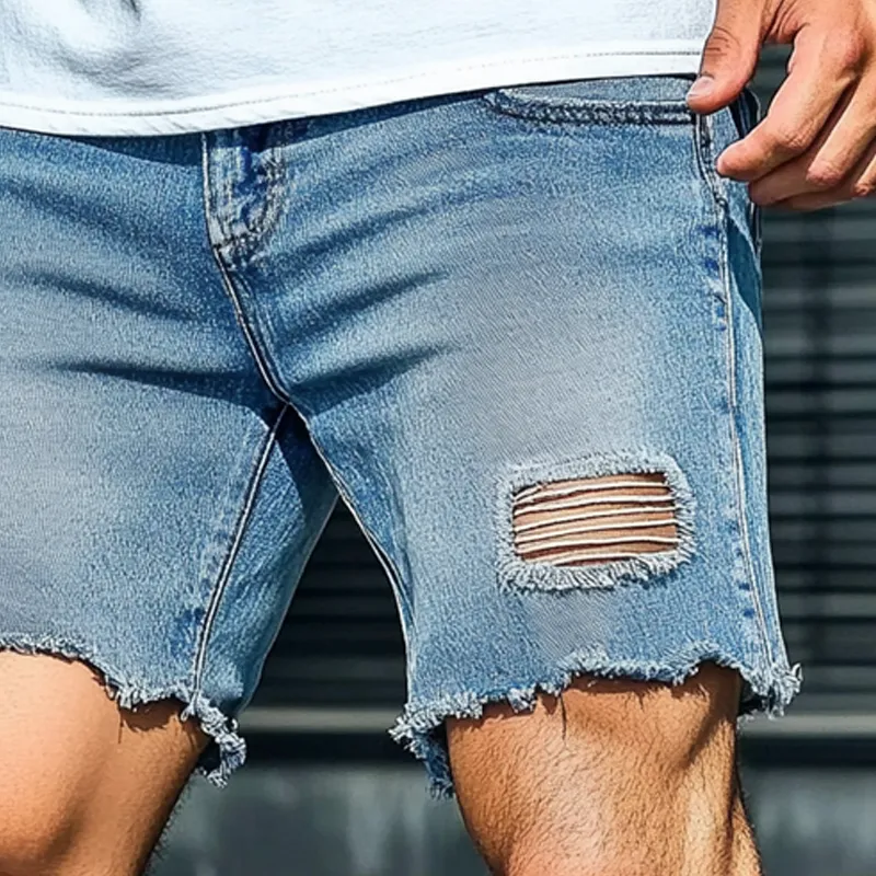 Men's Loose Ripped Denim Shorts MTA1614F9X sold by Manly product image thumbnail 2