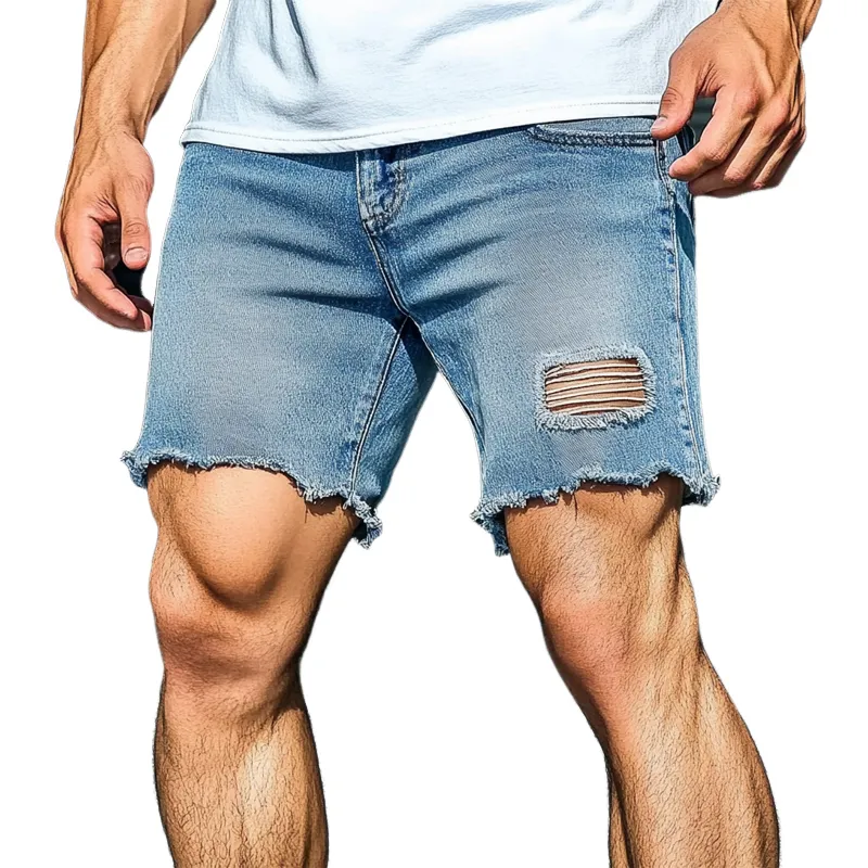 Men's Loose Ripped Denim Shorts MTA1614F9X sold by Manly