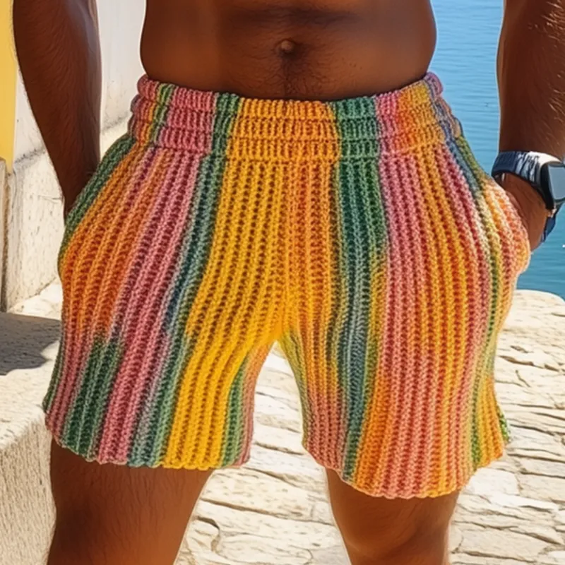 Men's Spring And Summer Fashion Casual Rainbow Elastic Waist Knitted Shorts MTA2061F5K sold by Manly product image thumbnail 5