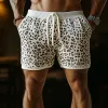 Men's Spring And Summer Fashion Casual Leopard Print Knitted Elastic Waist Shorts MTA2021F8K sold by Manly