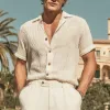 Men's Summer Fashion Thin Knitted Striped Short-Sleeved Shirt MTA2008F1P sold by Manly