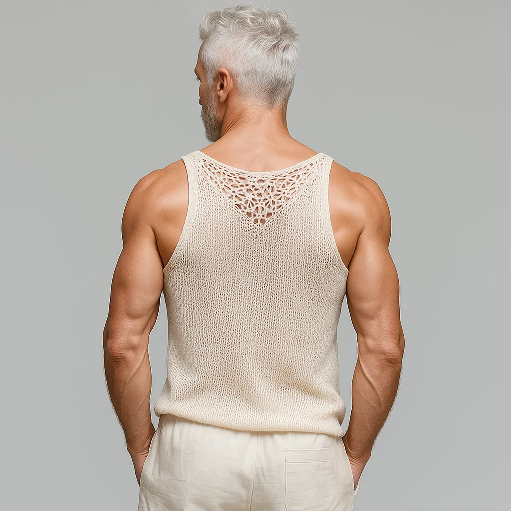 Men's Summer Fashion Cool Silk Knitted Thin Tank Top MTA2088F9P sold by Manly product image thumbnail 3