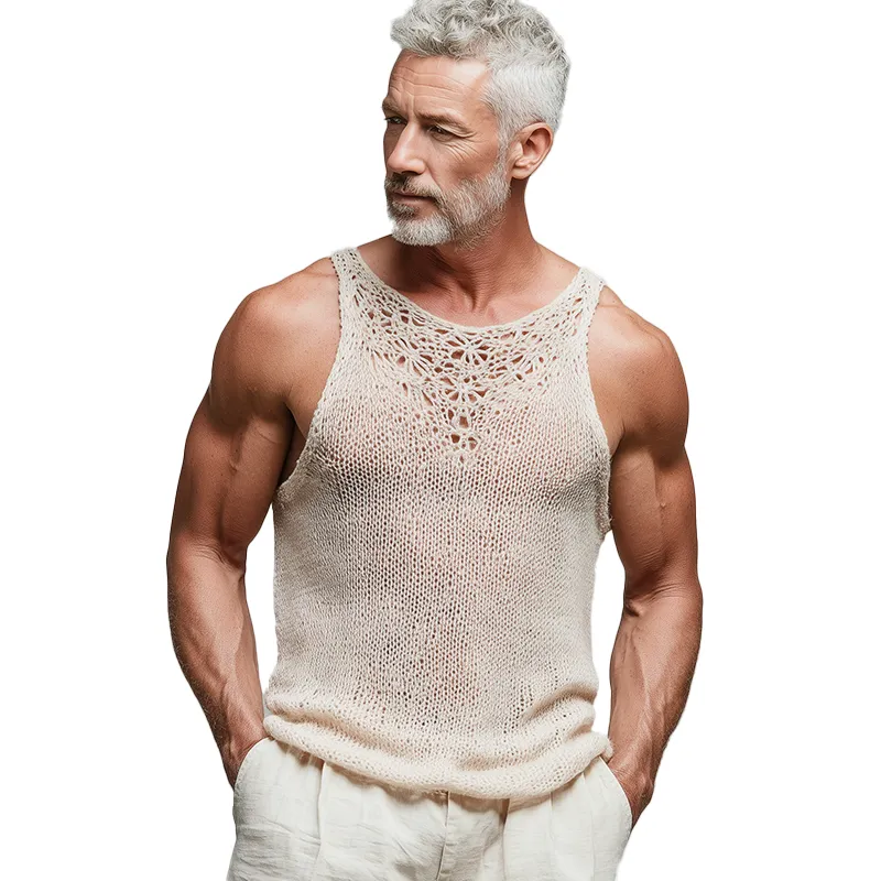 Men's Summer Fashion Cool Silk Knitted Thin Tank Top MTA2088F9P sold by Manly