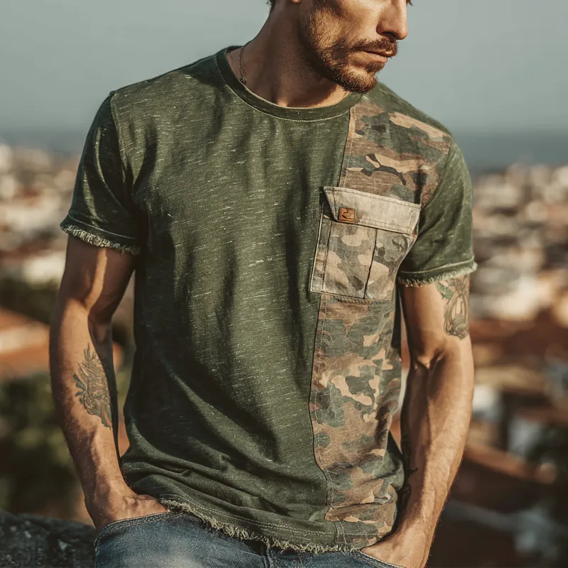Men's Camouflage Printed Short Sleeve Crew Neck T-Shirt MTA2068F2X sold by Manly product image thumbnail 3
