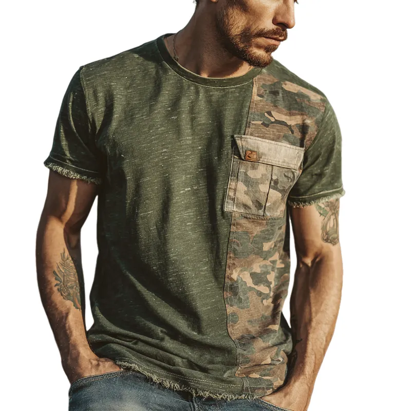 Men's Camouflage Printed Short Sleeve Crew Neck T-Shirt MTA2068F2X sold by Manly