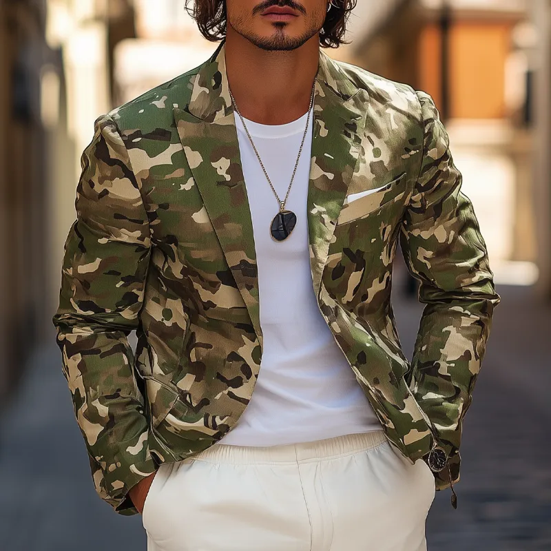 Men's Camouflage Print Casual Single Breasted Blazer MTA2014F8X sold by Manly product image thumbnail 2