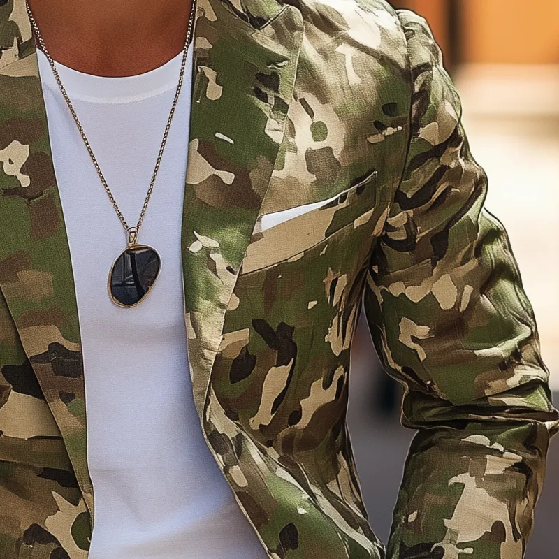 Men's Camouflage Print Casual Single Breasted Blazer MTA2014F8X sold by Manly product image thumbnail 4