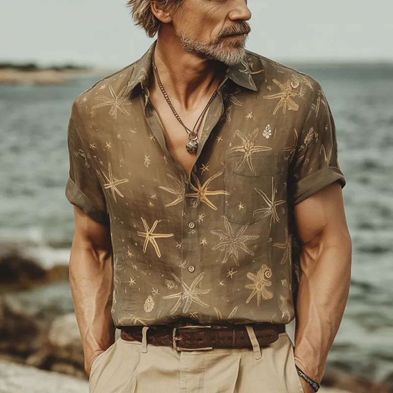 Men's Summer Beach Printed Casual Short Sleeve Shirt MTA1882F8U sold by Manly product image thumbnail 2