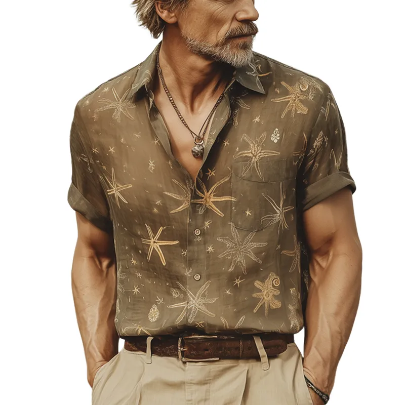 Men's Summer Beach Printed Casual Short Sleeve Shirt MTA1882F8U sold by Manly