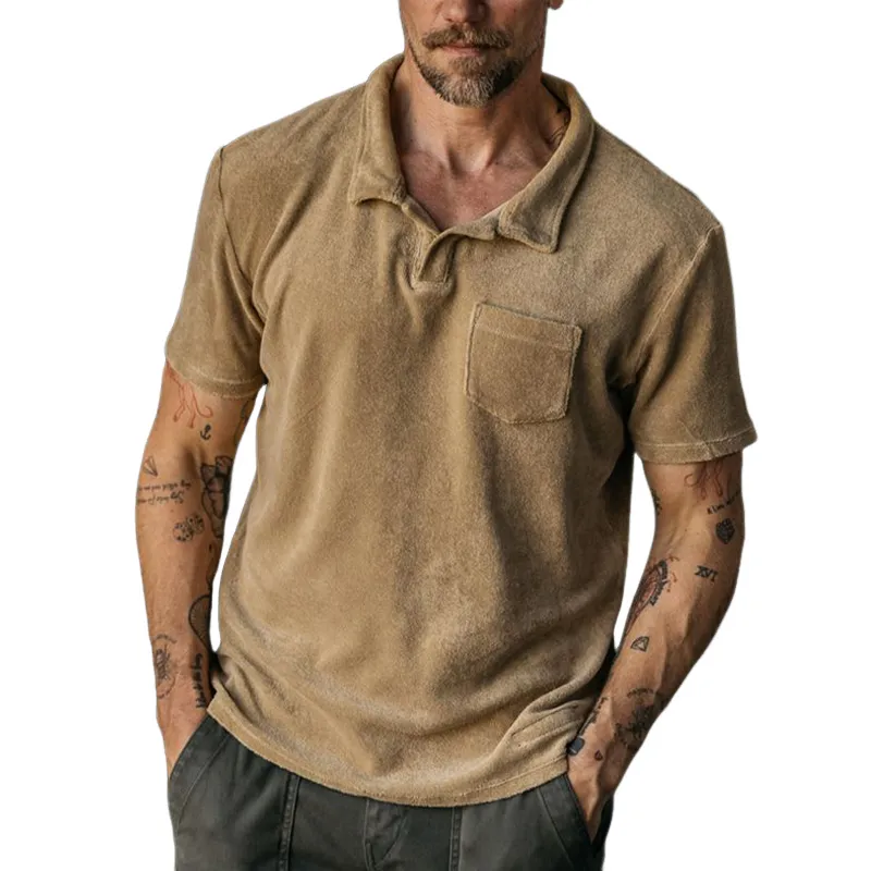 Men's Summer Classic Business Suede Polo Neck T-Shirt MTA2023F3U sold by Manly