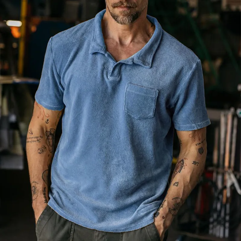 Men's Summer Classic Business Suede Polo Neck T-Shirt MTA2023F3U sold by Manly product image thumbnail 3