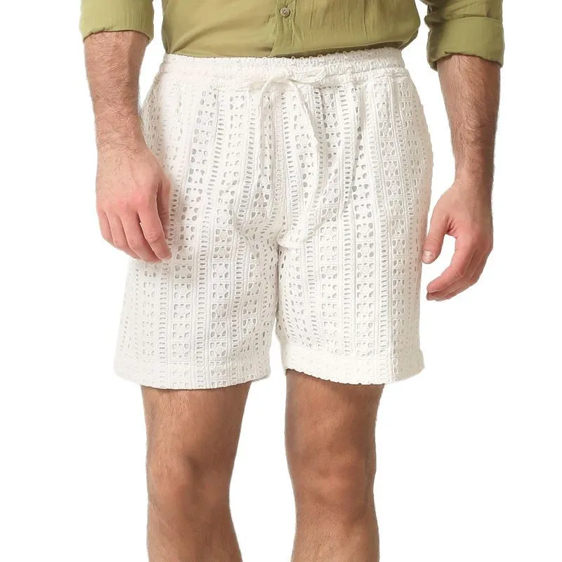 Men's Summer Jacquard Hollow Lace-Up Shorts MTA2044F2U sold by Manly