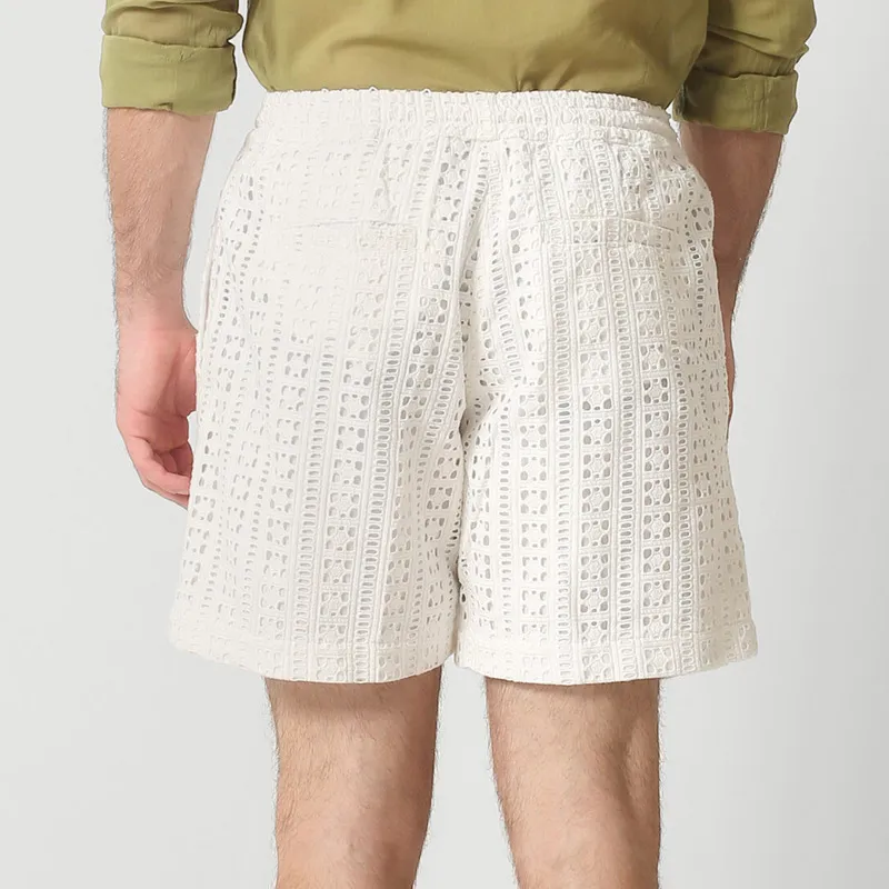 Men's Summer Jacquard Hollow Lace-Up Shorts MTA2044F2U sold by Manly product image thumbnail 3