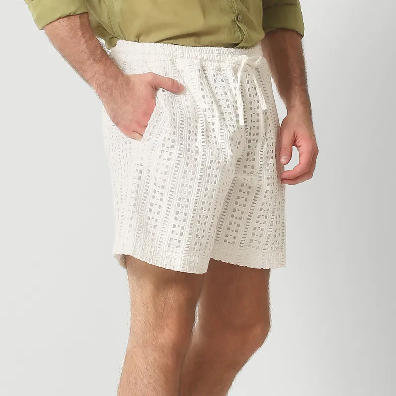 Men's Summer Jacquard Hollow Lace-Up Shorts MTA2044F2U sold by Manly product image thumbnail 2