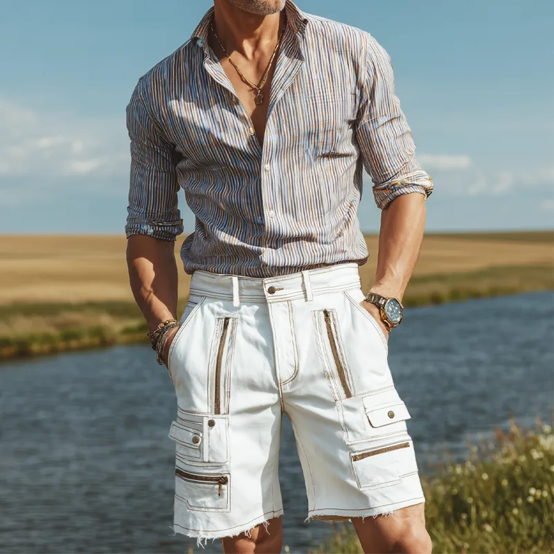 Men's Summer Classic Multi-Pocket Shorts MTA1901F1U sold by Manly product image thumbnail 3