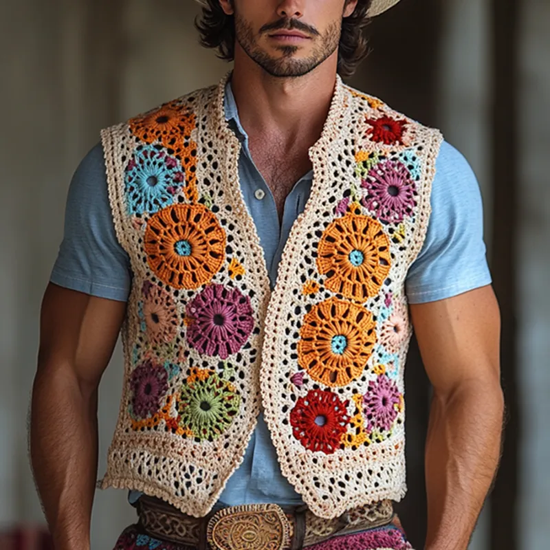 Men's Colorful Crochet Buttonless Vest MTA1723F1Y sold by Manly product image thumbnail 4