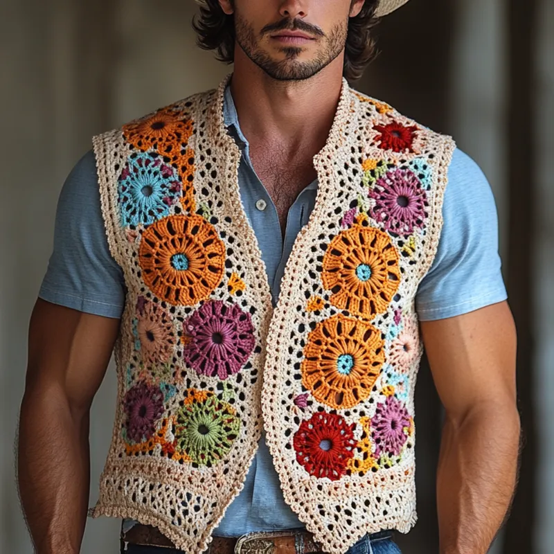 Men's Colorful Crochet Buttonless Vest MTA1723F1Y sold by Manly product image thumbnail 3