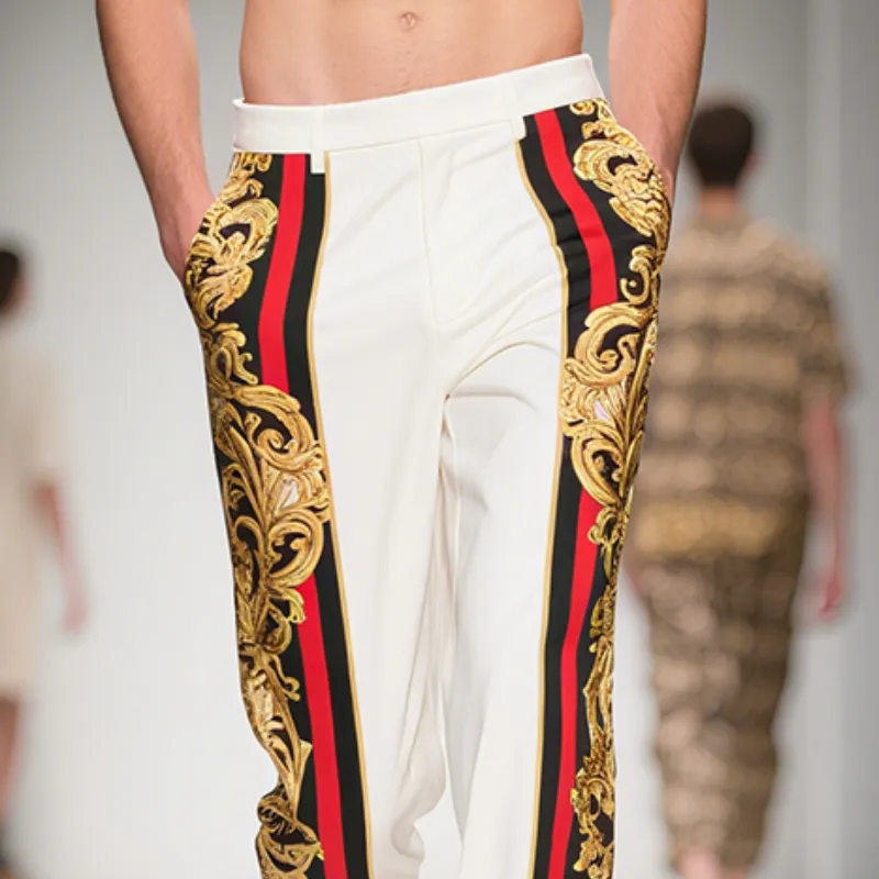 Men's Retro Casual Palace Style Printed Thin Casual Pants MTA1920F5TO sold by Manly product image thumbnail 3