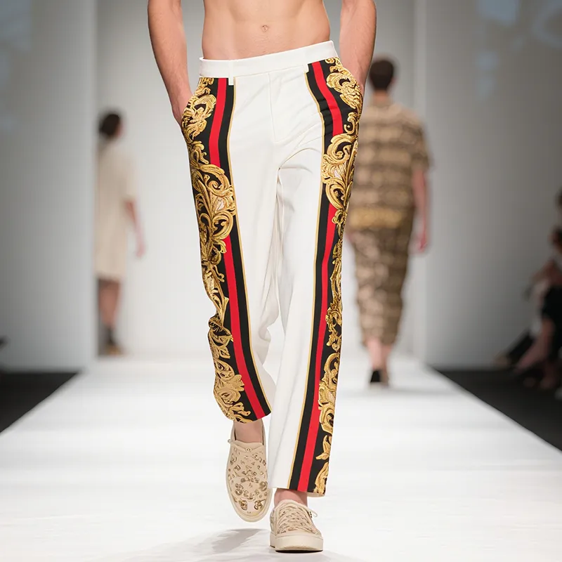 Men's Retro Casual Palace Style Printed Thin Casual Pants MTA1920F5TO sold by Manly product image thumbnail 2