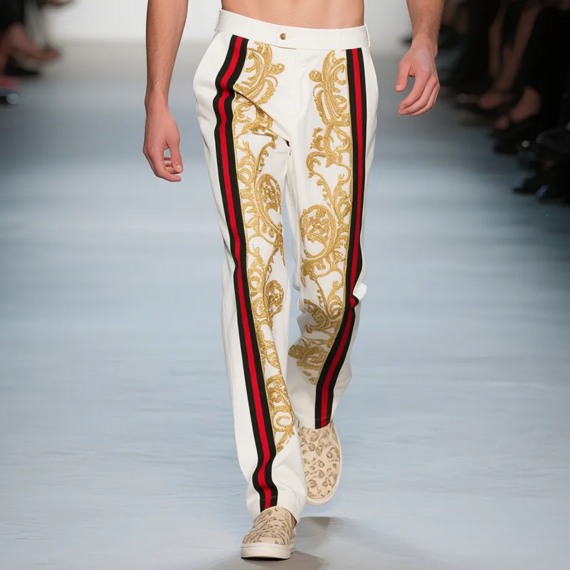 Men's Retro Casual Palace Style Printed Thin Casual Pants MTA1937F6TO sold by Manly product image thumbnail 2