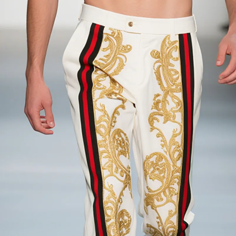 Men's Retro Casual Palace Style Printed Thin Casual Pants MTA1937F6TO sold by Manly product image thumbnail 3